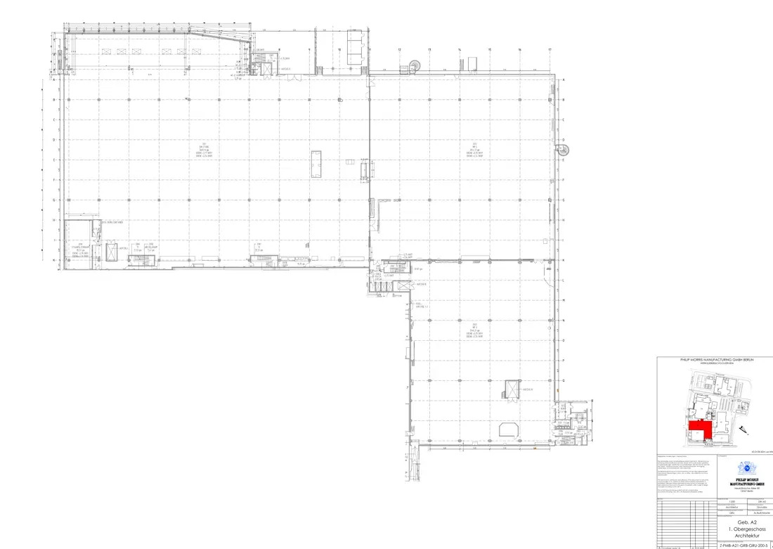 Architektur-Grundriss Gebäude A2, 1. Obergeschoss
